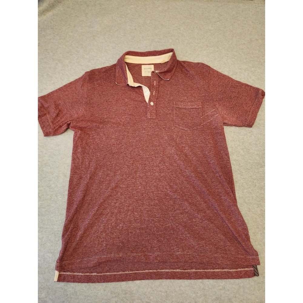 Billy Reid Polo Shirt Mens Large‎ Burgundy Heather Pocket Contrast Trim Jersey